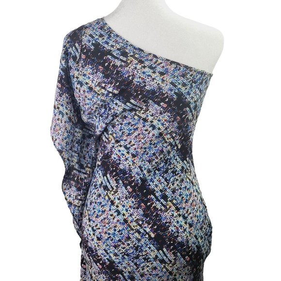 Gemma One Shoulder Sequin Print 100% Silk Slip Dress, Sz XS - Picture 4 of 9